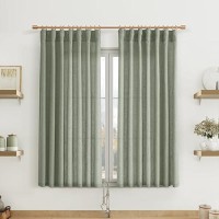 Joywell Green Farmhouse Kitchen Curtains 45 Inches Long Small Window Curtains For Bedroom Basement Closet Loft 2 Panels Hook Bel