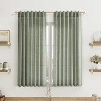 Joywell Green Farmhouse Kitchen Curtains 45 Inches Long Small Window Curtains For Bedroom Basement Closet Loft 2 Panels Hook Bel