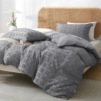 Mildly Waffle Weave Duvet Cover Set Grey Tufted Duvet Cover 100 Washed Microfiber Soft Breathable Textured Comforter Cover Se