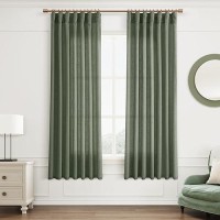 Joywell Olive Linen Curtains 63 Inch Length 2 Panels Light Filtering Privacy Curtains 63 Inches Long Boho Bathroom Accessories S