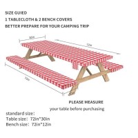 Fitted Picnic Table Cover With Bench Covers Vinyl Waterproof Elastic Edges Fitted Rectangle Tables Patio Tablecloth Camping Gear