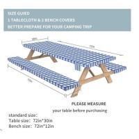 Fitted Picnic Table Cover With Bench Covers Vinyl Waterproof Elastic Edges Fitted Rectangle Tables Patio Tablecloth Camping Gear