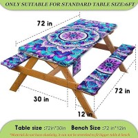 Fitted Picnic Table Cover With Bench Covers Vinyl Waterproof Elastic Edges Fitted Rectangle Tables Patio Tablecloth Camping Gear