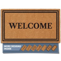 Barnyard Designs Natural Coco Coir Heavy Duty Backing Doormat Large Cute Nonslip Front Door Welcome Mat For Outside Entrance