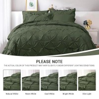 Jollyvogue Olive Green Twin Xl Size Comforter Sets 5 Pieces  Pintuck Bed In A Bag Comforter Set For Bedroom  Bedding Comforter Sets With Comforter  Sheets  Ruffled Shams & Pillowcases