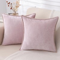 Decoruhome Chenille Soft Throw Pillow Covers 16X16 Set Of 2 Farmhouse Velvet Pillow Covers Decorative Square Pillow Covers Wit