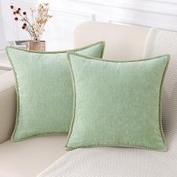 Decoruhome Chenille Soft Throw Pillow Covers 16X16 Set Of 2 Farmhouse Velvet Pillow Covers Decorative Square Pillow Covers Wit