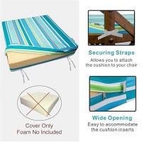 Nettypro Outdoor Cushion Slipcovers Waterproof 20 X 18 Inch Patio Furniture Chair Seat Cushion Covers With Zipper And Tie  Replacement Cover Only  Stripes Turquoise