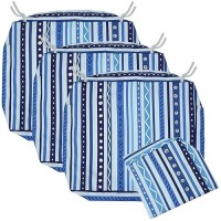 Nettypro Outdoor Cushion Slipcovers 24 X 24 Inch Waterproof Patio Furniture Chair Seat Cushion Covers With Zipper And Tie  Replacement Cover Only  Stripes Blue