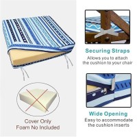 Nettypro Outdoor Cushion Slipcovers 24 X 24 Inch Waterproof Patio Furniture Chair Seat Cushion Covers With Zipper And Tie  Replacement Cover Only  Stripes Blue