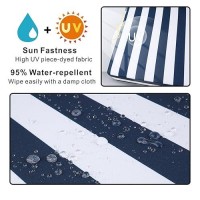 Nettypro Outdoor Cushion Covers Set 4 Water Repellent Uv Resistant Patio Chair Seat Cushion Slipcover With Zipper And Tie  20 X 18 X 4 Inch  Stripes Navy Blue And White