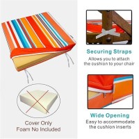 Nettypro Patio Chair Seat Cushion Covers 24 X 24 Inch Water Repellent Uv Resistant Outdoor Furniture Cushion Slipcover With Zipper And Tie  Stripes Multicolor