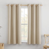 Nicetown Cream Thick Linen Blend 100 Blackout Curtains 63 Long 2 Panels Set For Bedroom 42 Wide Rustic Grommet Thermal In