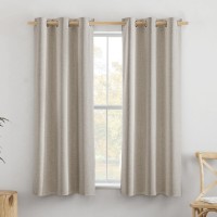 Nicetown Oatmeal Thick Linen Blend 100 Blackout Curtains 63 Long 2 Panels Set For Bedroom 42 Wide Rustic Grommet Thermal