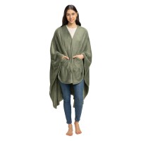 Berkshire Blanket Primalush Wearable Blanket Cozy Loungewear Pocketed Plush Cape Wrap For Adults Teensdark Sage One Size 58