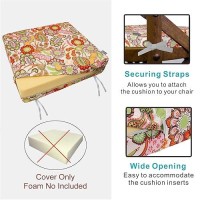 Nettypro Patio Cushion Covers Replacement Set 4 Water Repellent Uv Resistant Outdoor Cushion Slipcover With Zipper And Tie  20 X 18 X 4 Inch  Pop Paisley