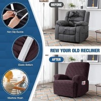 Taococo Recliner Cover 3 Pieces Recliner Chair Covers Stretch Jacquard Reclining Chair Cover Furniture Protector Sofa Slipcove