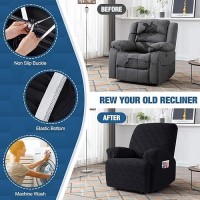 Taococo Recliner Cover 3 Pieces Recliner Chair Covers Stretch Jacquard Reclining Chair Cover Furniture Protector Sofa Slipcove