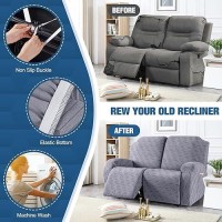 Taococo Recliner Loveseat Cover Stretch Jacquard Reclining Loveseat Cover Furniture Protector Sofa Slipcovers 2 Seat Recliner C