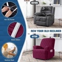 Taococo Recliner Cover 3 Pieces Recliner Chair Covers Stretch Jacquard Reclining Chair Cover Furniture Protector Sofa Slipcove