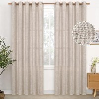 Youngstex 60 Inch Wide Linen Curtains For Room Divider Bronze Grommet Light Filtering Long Window Drapes For Living Room Bedroom