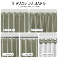 Joywell Sage Green Linen 100% Blackout Curtains 84 Inches Long  Rod Pocket Back Tab Hook Belt Thermal Insulated Pinch Pleated Drapes For Farmhouse Bedroom Living Room With Hooks(2 Panels 52 X 84)