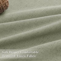 Joywell Sage Green Linen 100% Blackout Curtains 84 Inches Long  Rod Pocket Back Tab Hook Belt Thermal Insulated Pinch Pleated Drapes For Farmhouse Bedroom Living Room With Hooks(2 Panels 52 X 84)