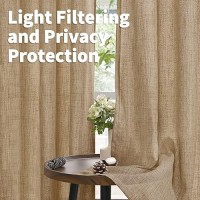 Youngstex 38 Inch Wide Burlap Linen Curtains Bronze Grommet Textured Drapes Light Filtering 63 Inches Length For Bedroom Living