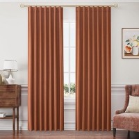 Joywell Terracotta Linen 100% Blackout Curtains 84 Inches Long  Rod Pocket Back Tab Hook Belt Thermal Insulated Drapes Total Room Darkening For Bedroom Living Room With Hooks(2 Panels 52 X 84)