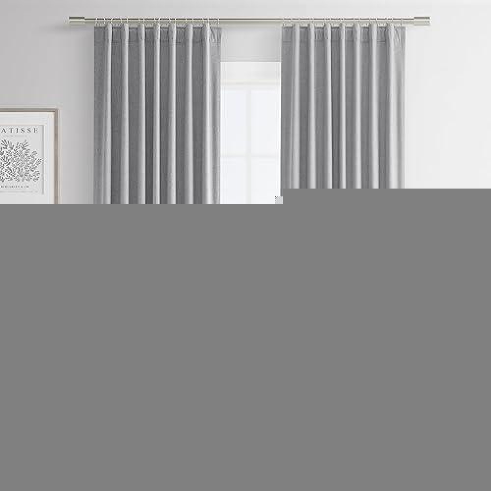 Joywell Linen 100% Blackout Curtains 90 Inches Long  Rod Pocket Back Tab Hook Belt Thermal Insulated Room Darkening Pinch Pleated Drapes For Boho Living Room Bedroom(2 Panels 52 X 90 Light Grey)