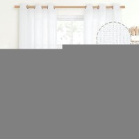 Youngstex 38 Inch Wide White Linen Curtains With Bronze Grommet 84 Inch Length Light Filtering Drapes For Living Room Bedroom Lo