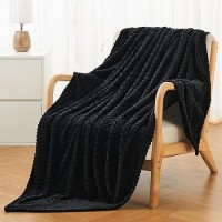 Andency Black Soft Fleece Throw Blankets Twin Size For Couch Super Cozy Warm Flannel Decorative Blankets Lightweight Plush Tw