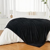 Andency Black Soft Fleece Throw Blankets Twin Size For Couch Super Cozy Warm Flannel Decorative Blankets Lightweight Plush Tw