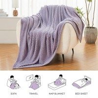 Andency Grayish Purple Soft Fleece Throw Blankets Twin Size For Couch Super Cozy Warm Flannel Decorative Blankets Lightweight