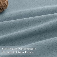 Joywell Linen 100% Blackout Curtains 90 Inches Long  Rod Pocket Back Tab Hook Belt Thermal Insulated Room Darkening Pinch Pleated Drapes Coastal For Farmhouse Bedroom(2 Panels Set 52 X 90 Blue)