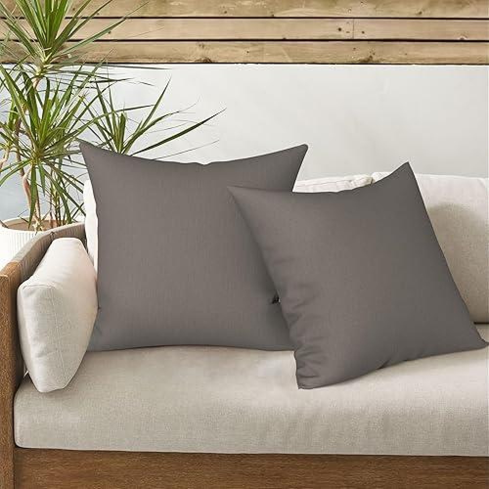 Dytxiii Set Of 2 Outdoor Square Pillows 18 X 18 Inch Decorative Solid Water Resistant Throw Pillows With Insert For Balcony Po