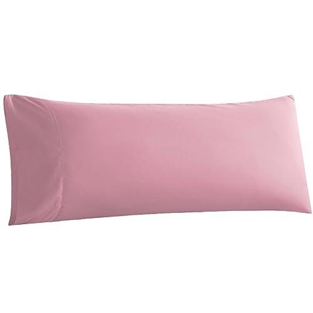 Whatsbedding Body Pillow Cover Ultra Soft Microfiber Pillowcases Breathable Long Pillow Case Envelope Closure Pink 20X54 I