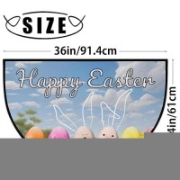 Happy Easter Half Round Door Mat Indoor Outdoor Entrance  Easter Eggs Non Slip Doormats  24 X 36 Washable Semi Circle Floor Mats Area Rugs Welcome Entrance Way Mats For Home Kitchen Patio