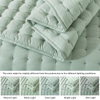 Wdcozy Sage Green King Size Quilt Bedding Sets With 2 Pillow Shams Lightweight Soft Bedspread Coverlet Quilted Blanket Thin Co