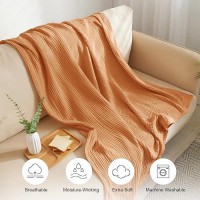 Phf 100% Cotton Muslin Throw Blanket  4-Layer Lightweight And Breathable Blanket For Summer  Luxuriously Soft Gauze Blanket For Couch Bed Sofa  Elegant Home Decoration  50