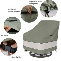 Aacabo Outdoor Swivel Lounge Chair Cover 2 Pack Waterproof 100% Outdoor Patio Chair Covers 35W X 37 D X 38.5 H Inches Outside Furniture Lounge Deep Seat Cover -Grayish Green