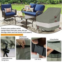 Aacabo Outdoor Swivel Lounge Chair Cover 2 Pack Waterproof 100% Outdoor Patio Chair Covers 35W X 37 D X 38.5 H Inches Outside Furniture Lounge Deep Seat Cover -Grayish Green