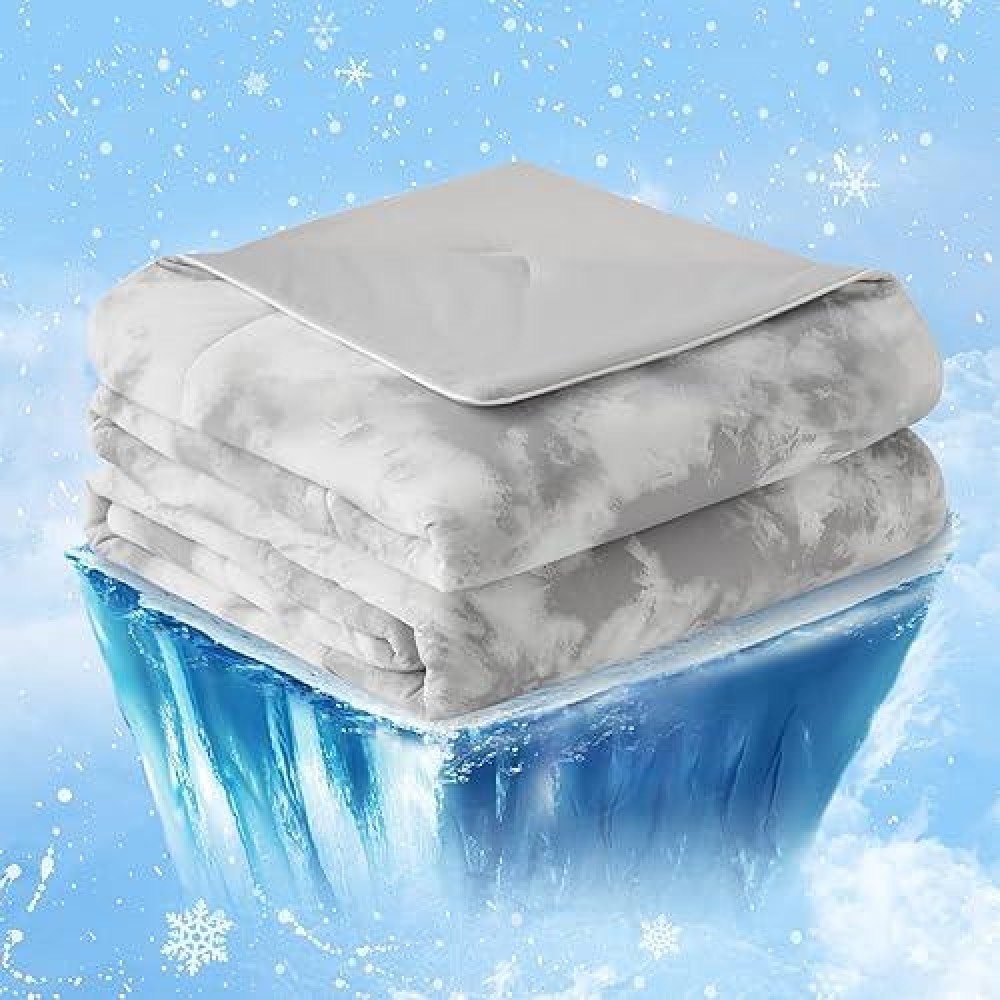 Cozy Bliss Cooling Comforter King Size  Cooling Blankets For Hot Sleepers And Night Sweats Tie Dye Grey Summer Comforter For King Size Bed  Breathable Soft Lightweight Silk Smooth