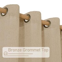 Lamit Brown Linen Curtains 72 Inches Long For Bedroom Soft Thick Semi Sheer Light Filtering Bronze Grommet Window Treatments Bu