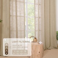 Lamit Brown Linen Curtains 72 Inches Long For Bedroom Soft Thick Semi Sheer Light Filtering Bronze Grommet Window Treatments Bu