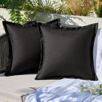 Pack Of 2 Smoke Blue Outdoor Pillows Waterproof 18X18 Inch Decorative Solid Broadside Square Throw Pillow Covers Outside Pillowcase For Patio Furniture Sunbrella Outdoor Pillows For Balcony Decor