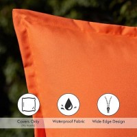 Emema Pack Of 2 Orange Outdoor Pillows Waterproof 18X18 Inch Decorative Solid Broadside Square Throw Pillow Covers Outside Pillowcase For Patio Furniture Sunbrella Outdoor Pillows For Balcony Decor