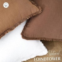 Foindtower Decorative Linen Fringe Throw Pillow Covers Cozy Boho Farmhouse Cushion Cover With Tassels Soft Accent Pillowcase For Chair Sofa Bed Living Room Home Decor  22?22 Inch  1Pc  Rust