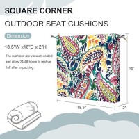 Dytxiii Set Of 2 Outdoor Chair Cushions With Ties Water Resistant Square Dining Seat Cushions For Home Porch Chairs And Patio F