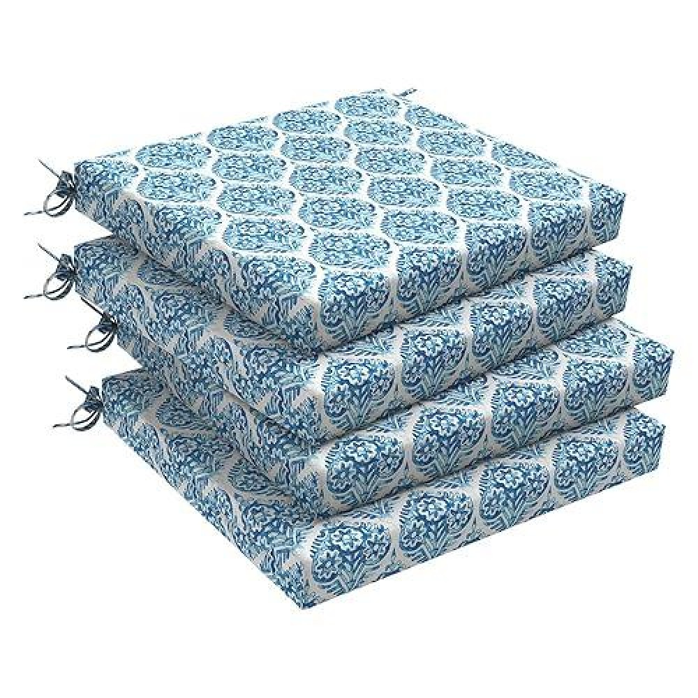 Dytxiii Set Of 4 Outdoor Chair Cushions With Ties Water Resistant Square Dining Seat Cushions For Home Porch Chairs And Patio F